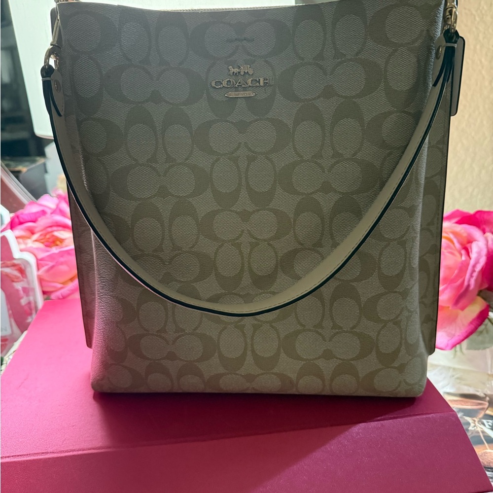 Y2K Coach Mollie Bucket Bag in Signature Canvas. Coach Shopping Bag Included.